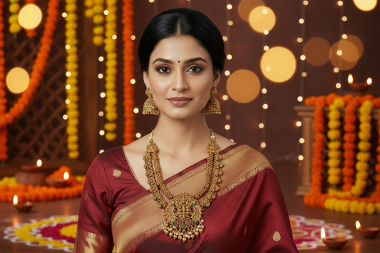 Golden Kimaya Layered Temple Necklace Set