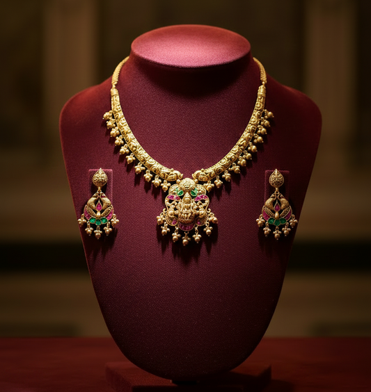 Golden Nila Temple Necklace Set