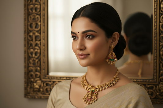 Golden Nila Temple Necklace Set