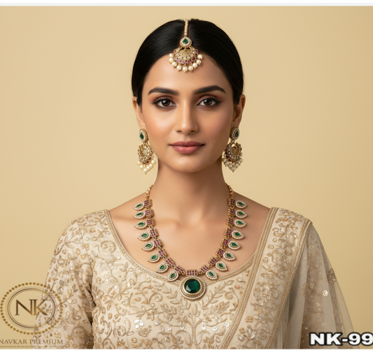 Green Pendant Lavanya Short Necklace Set