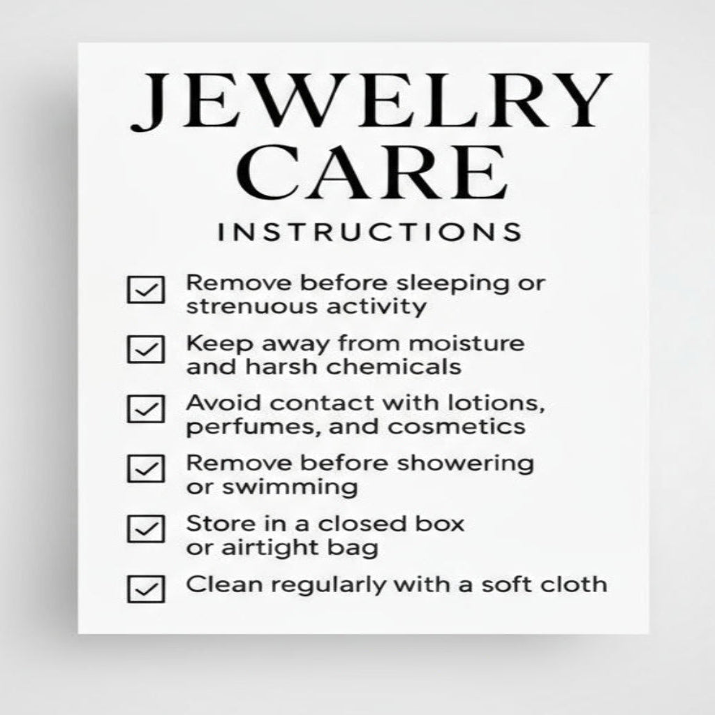 Jewelry care instructions on a white background