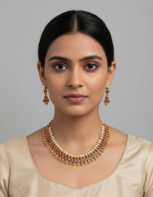 Magenta Saanvi Necklace Set