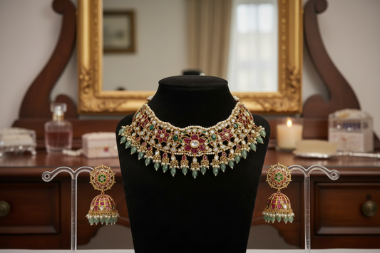 Multicolor Aashvi Jadau Choker Set