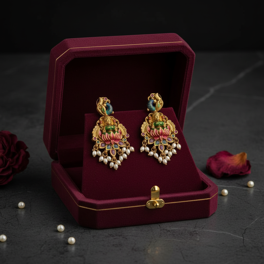 Short Necklace set | Multicolor Temple Jewellery - House of Abiani