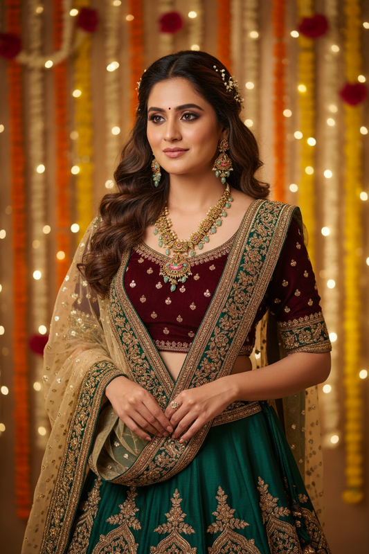 Short Necklace set | Multicolor Temple Jewellery - House of Abiani