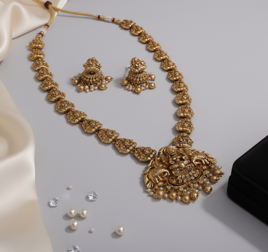 Long Necklace Set | Temple Jewellery - House of Abiani