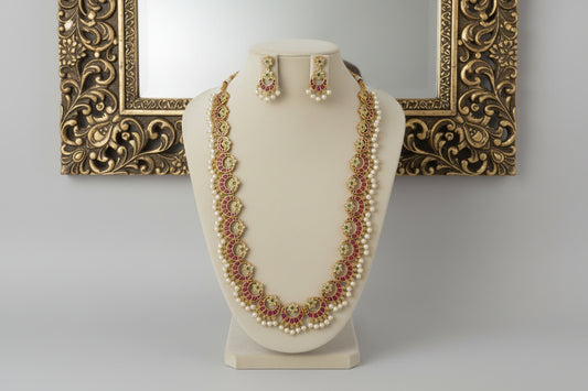 Pink Vedika Long Necklace Set