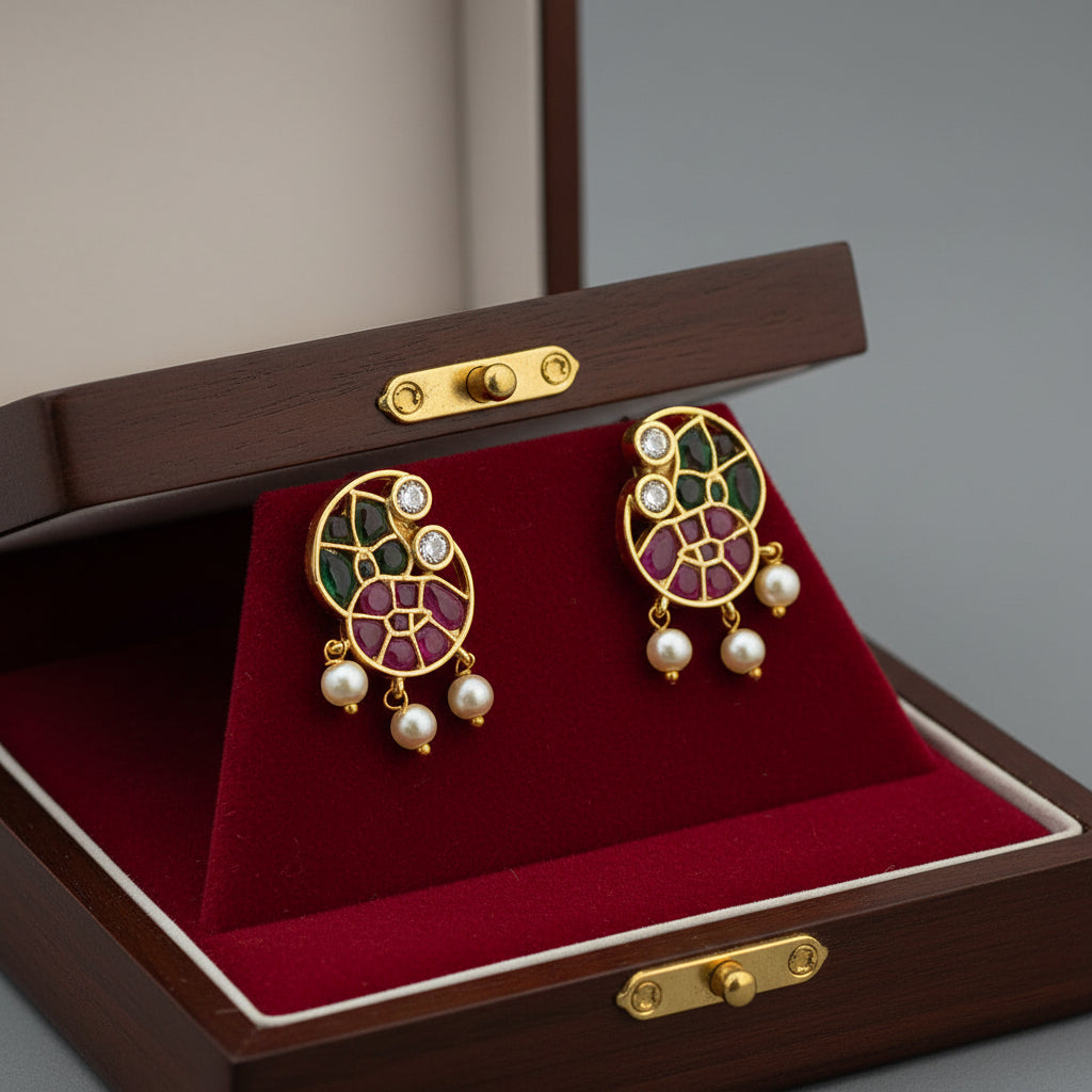 Necklace and earring set features cascading gold coin motifs with intricate engravings and elaborate detailing.