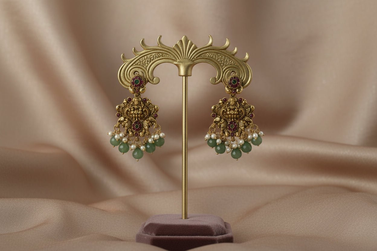 Golden Vasundhara Temple Combo Necklace Set