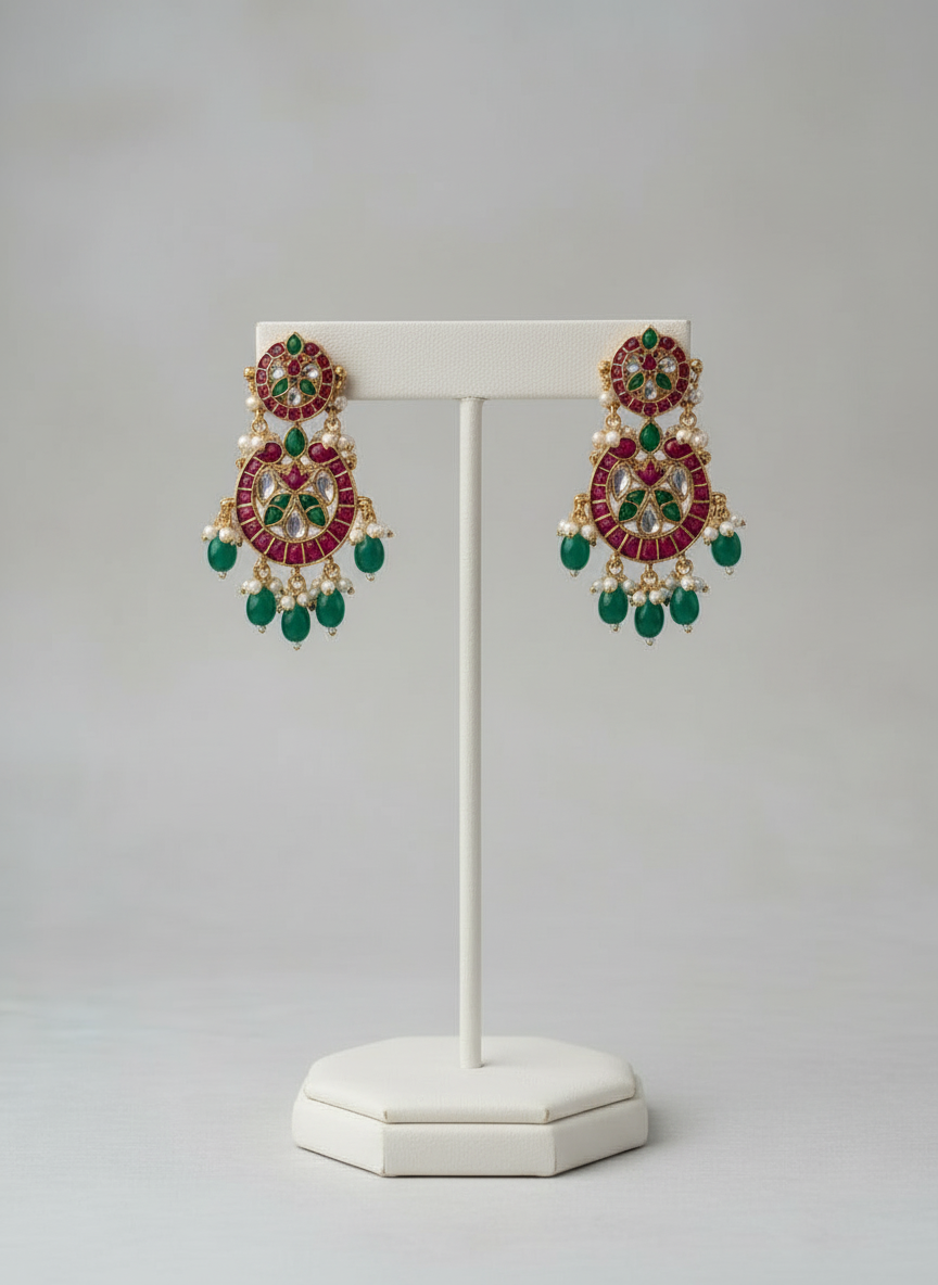 Emerald Divya Temple Necklace Set