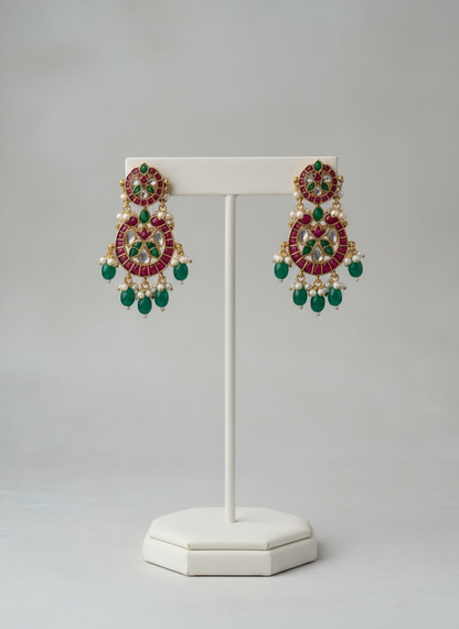 Emerald Divya Temple Necklace Set