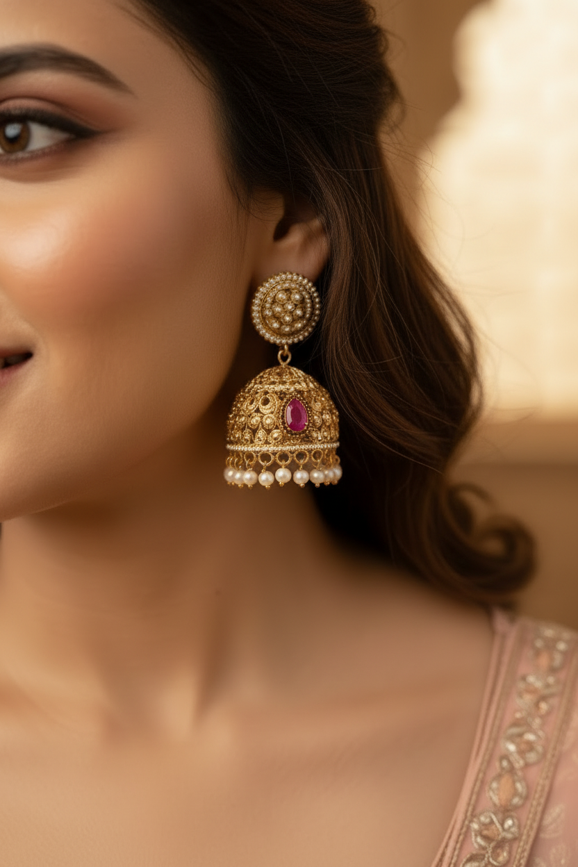 Golden Anushka Jadau Hasli Set