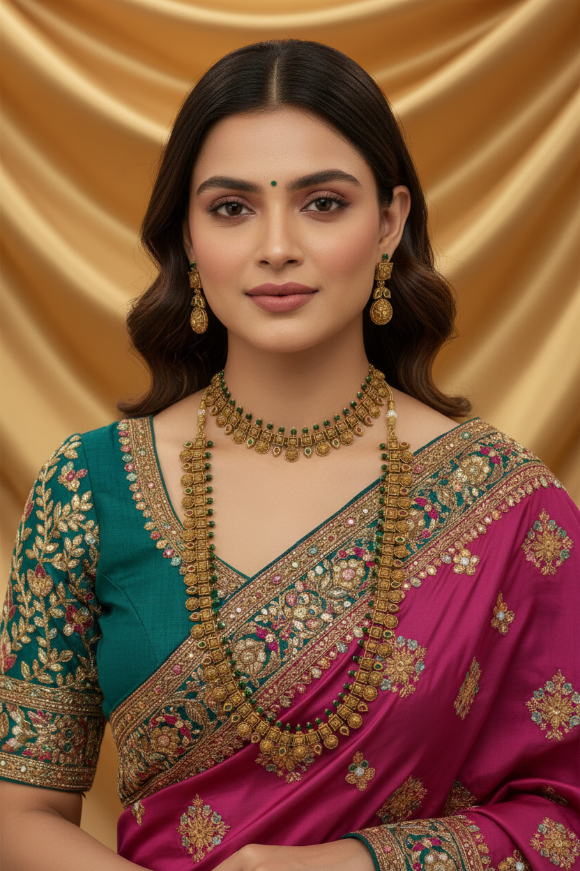 Golden Haniya Combo Coin Necklace Set