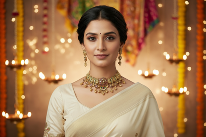 Golden Indira Jadau Choker Set