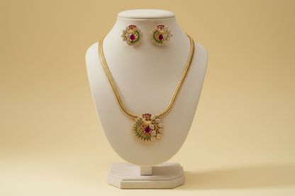 Golden Jaya Peacock Necklace Set