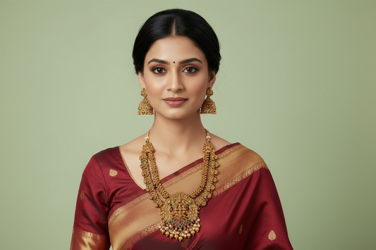 Golden Kimaya Layered Temple Necklace Set