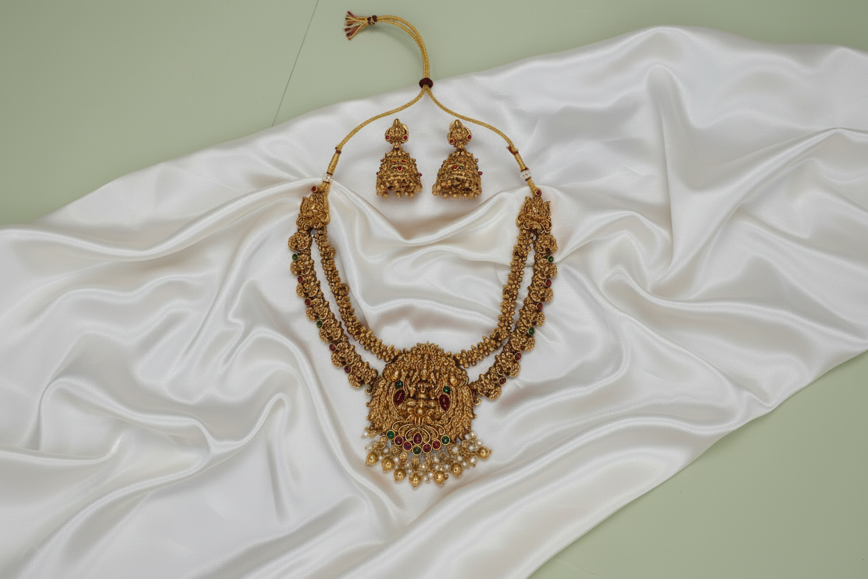 Golden Kimaya Layered Temple Necklace Set