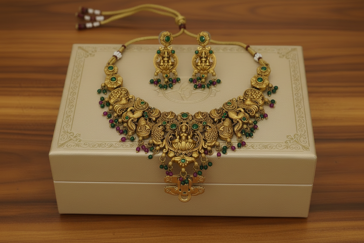 Golden Mayurakshi Necklace Set