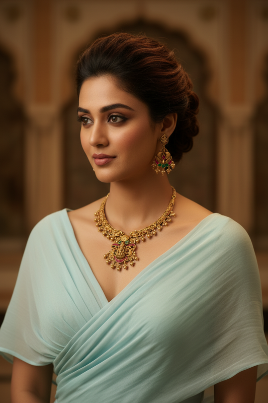 Golden Nila Temple Necklace Set