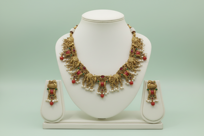 Golden Radhya Temple Necklace Set