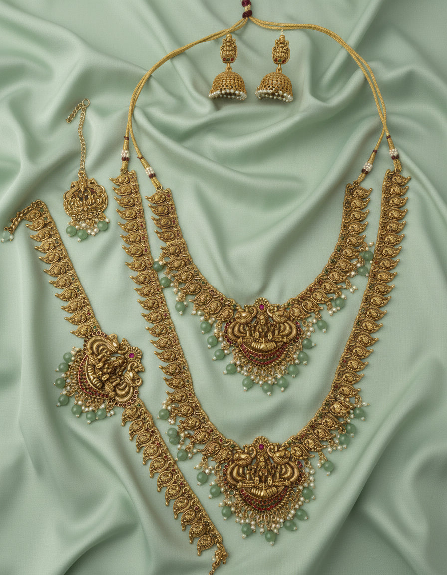 Golden Sarasvati Temple Bridal Set