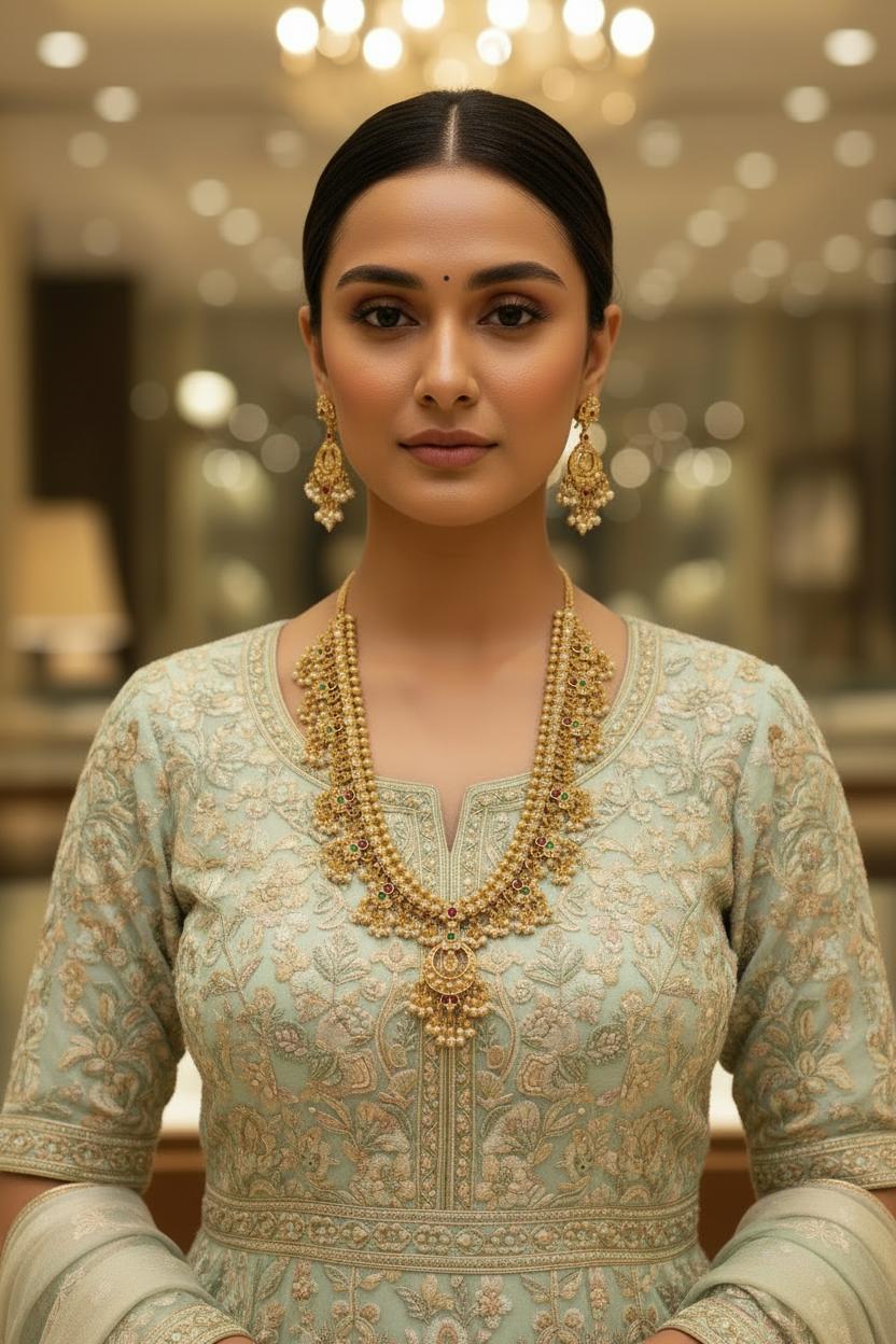 Guttapusalu Necklace set | Gold Jewellery - House of Abiani