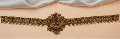 Gold necklace on a white background