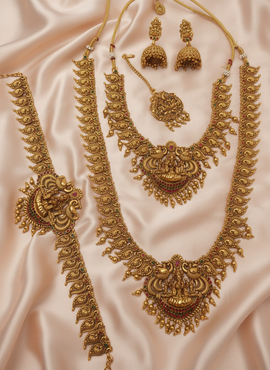 Golden Shaurya Temple Bridal Set
