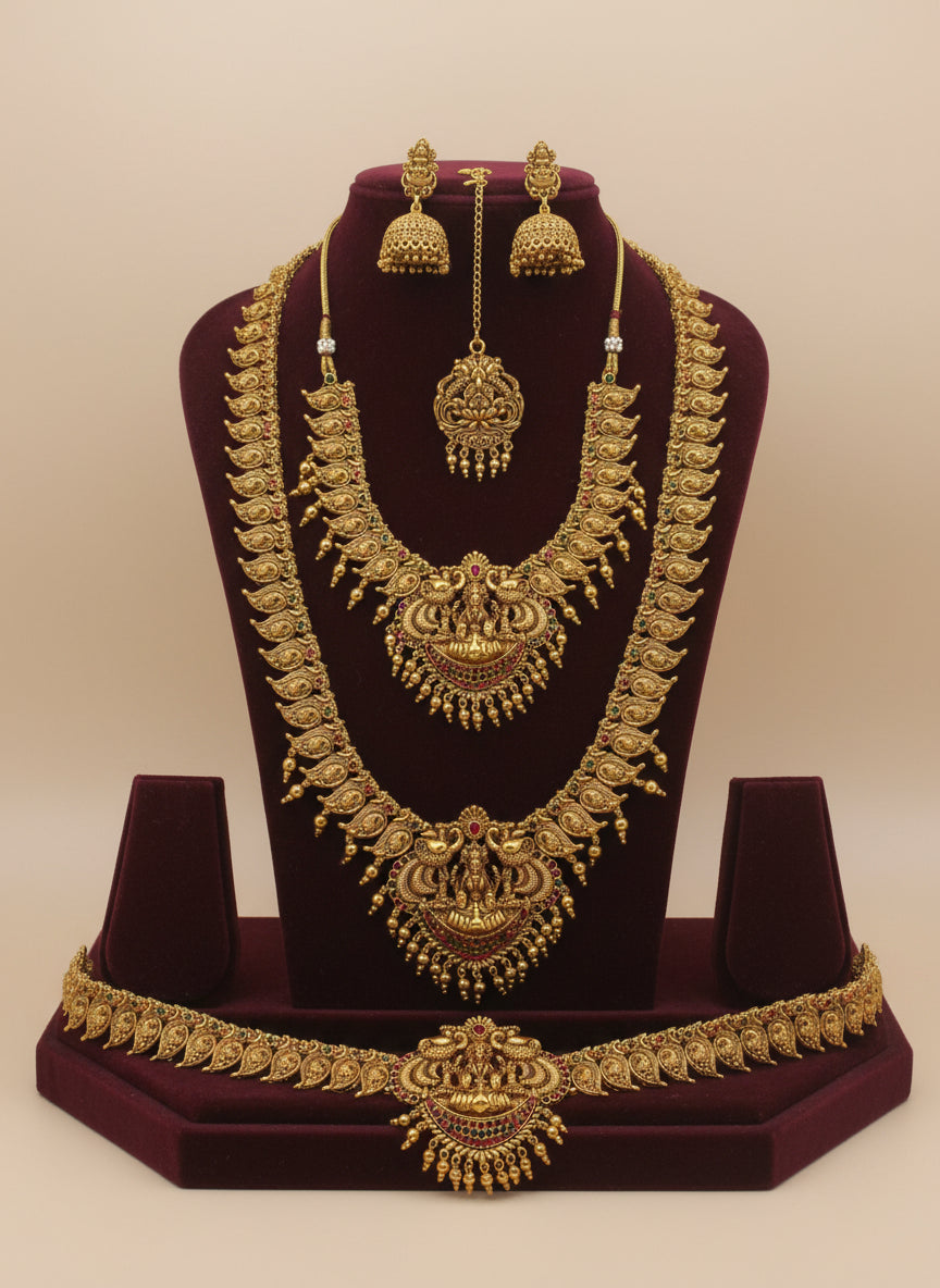 Golden Shaurya Temple Bridal Set