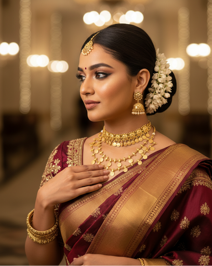 Golden Sita Layered Coin Choker Set