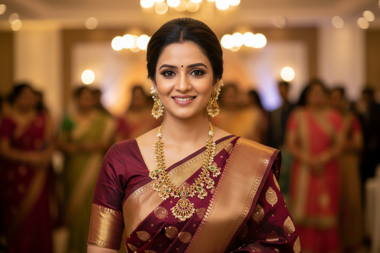 Golden Suhasini Guttapusalu Necklace Set