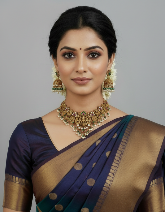 Golden Ujjaini Temple Necklace Set