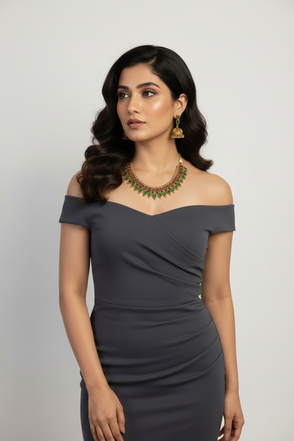 Green Bhavanya Antique Necklace Set