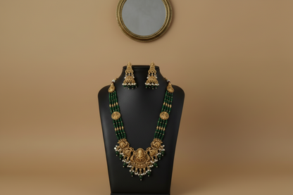 Green Rama Beads Temple Necklace Set