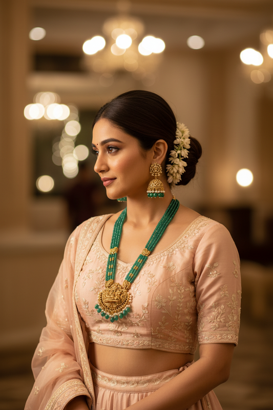 Green Roja Beads Temple Necklace Set