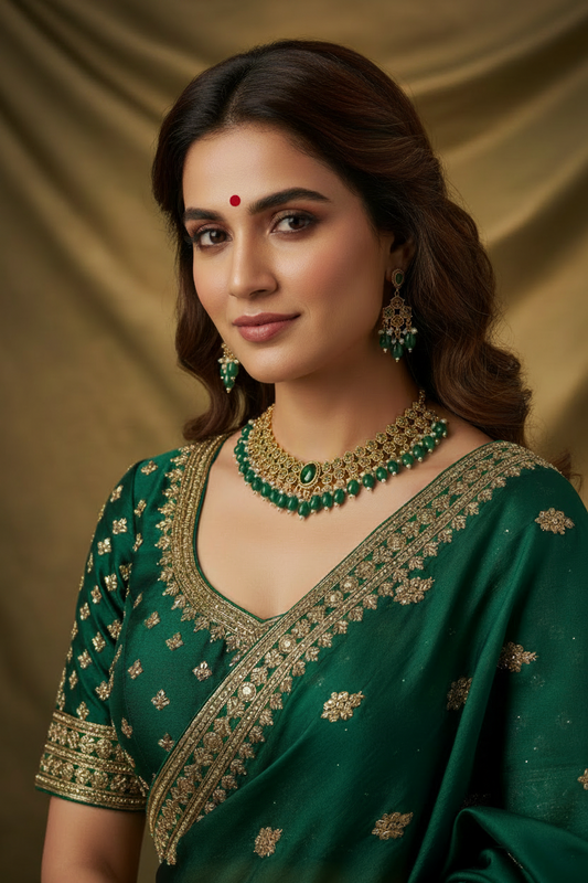 Green Shivanya Jadau Choker Set
