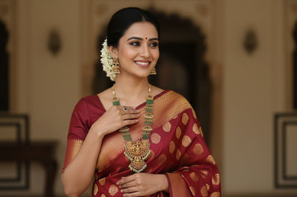 Green Tiya Beads Temple Necklace Set