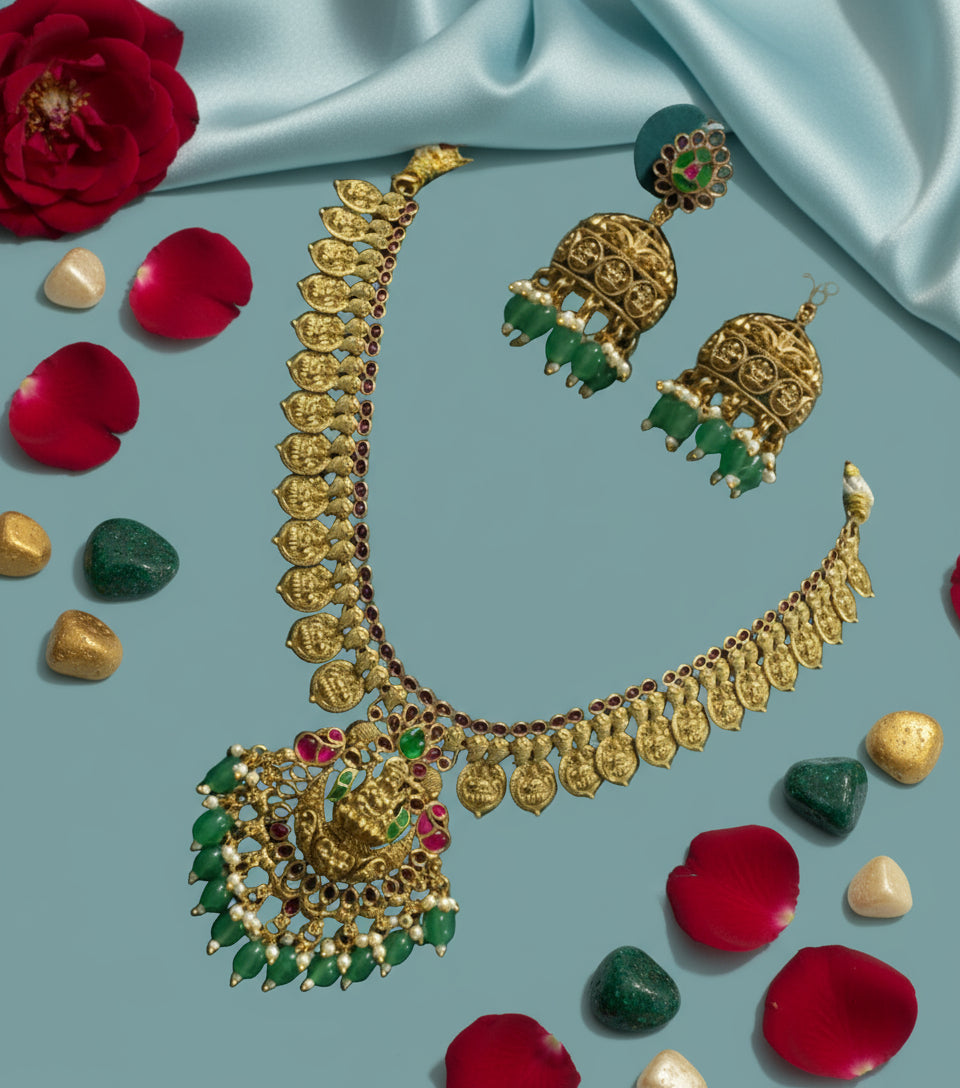 Green Ved Coin Necklace Set