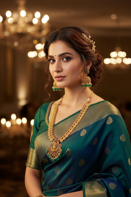 Green Ved Jadau Coin Necklace Set