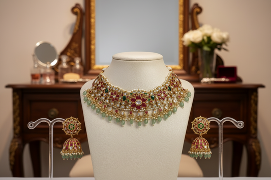 Multicolor Aashvi Jadau Choker Set