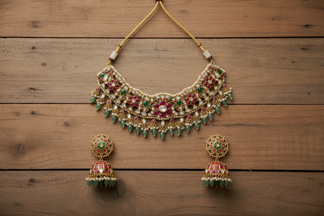 Multicolor Aashvi Jadau Choker Set