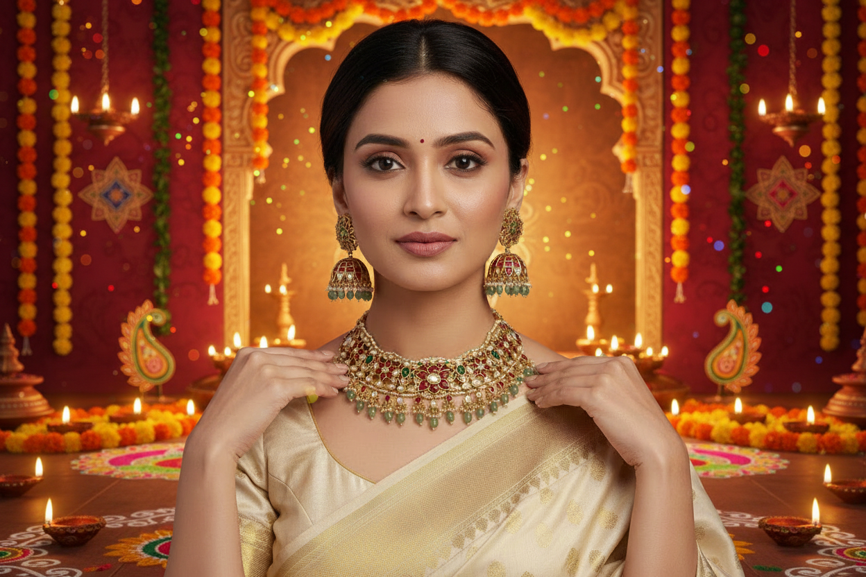 Multicolor Aashvi Jadau Choker Set