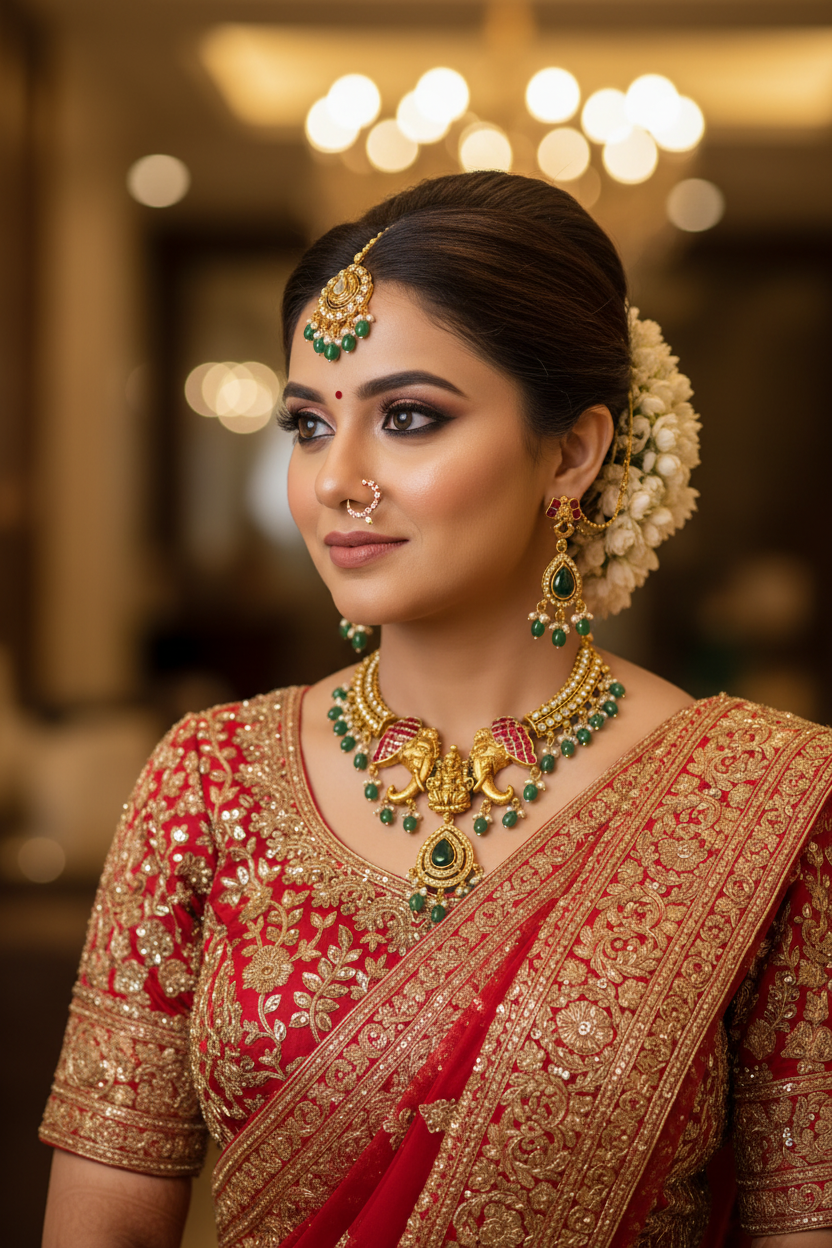 Short Necklace Set | Multicolor Temple Jewellery -  House of Abiani
