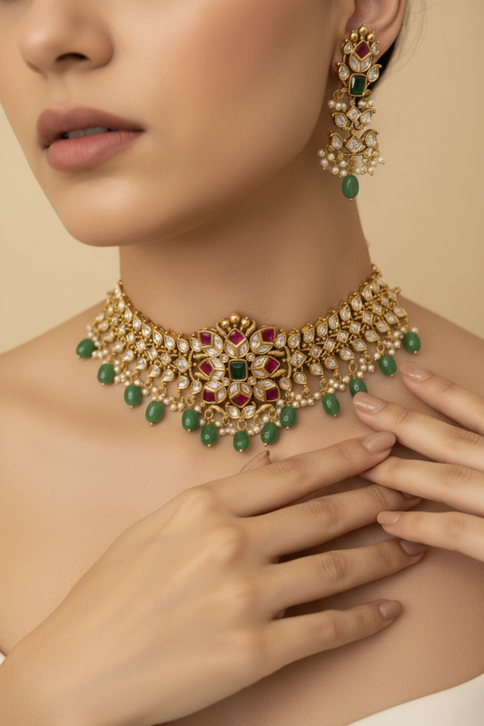 Multicolor Amala Jadau Choker Set