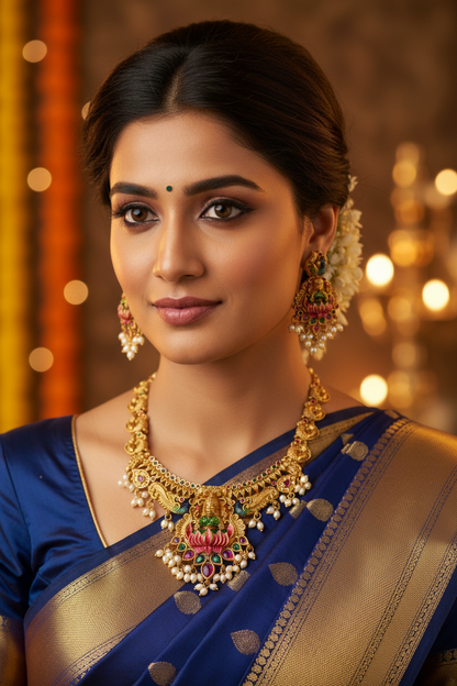Short Necklace set | Multicolor Temple Jewellery - House of Abiani