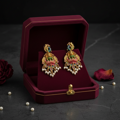 Short Necklace set | Multicolor Temple Jewellery - House of Abiani