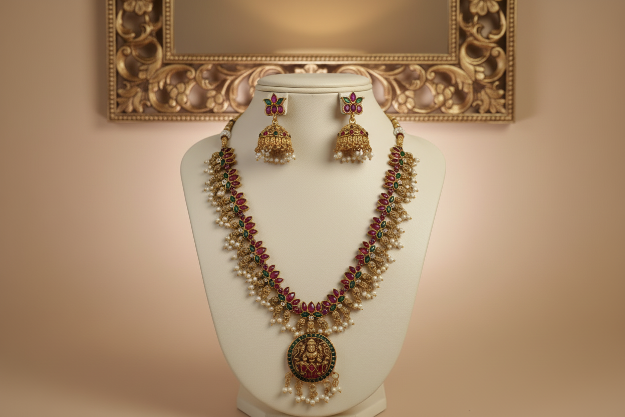 Multicolor Isha Lotus Necklace Set