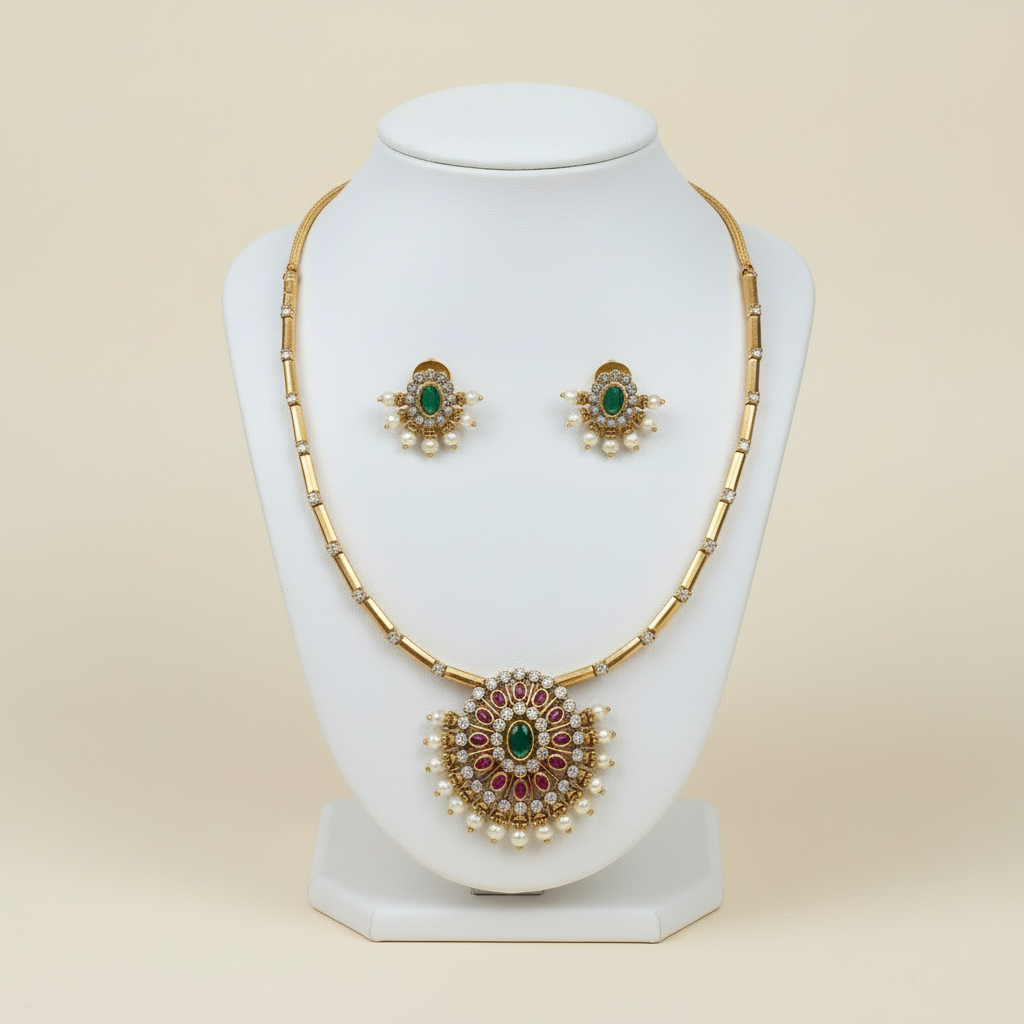 Multicolor Kaveri Sun Hasli Set