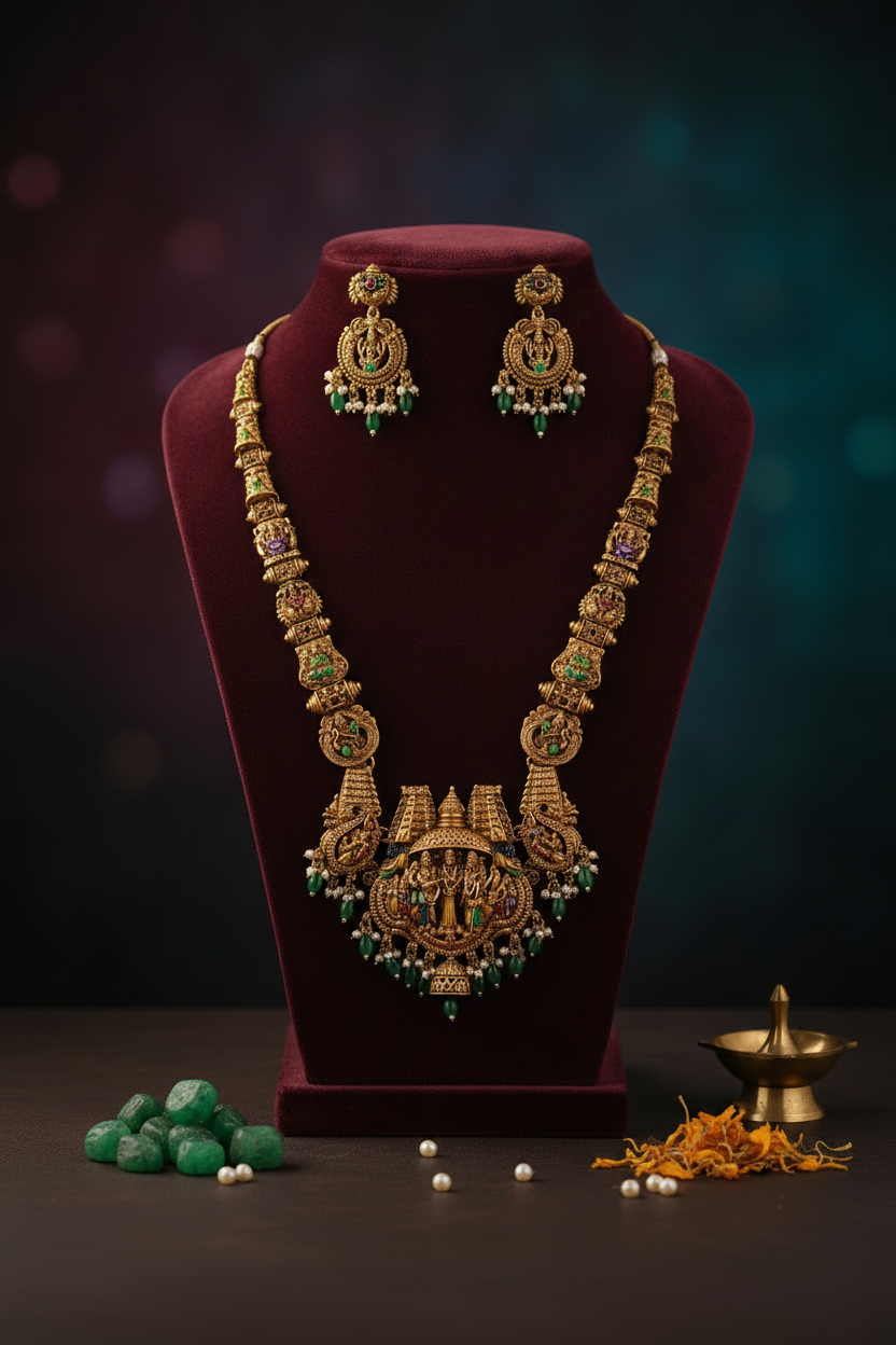 Multicolor Keerthi Temple Necklace set