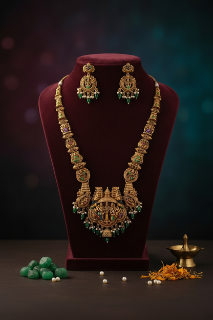 Multicolor Keerthi Temple Necklace set